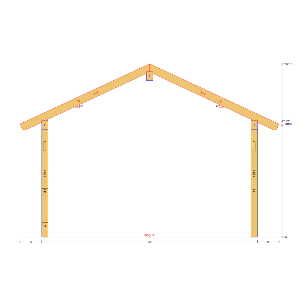 Bauplan Pavillon Walmdach 13 Querschnitt mit Bemaßung
