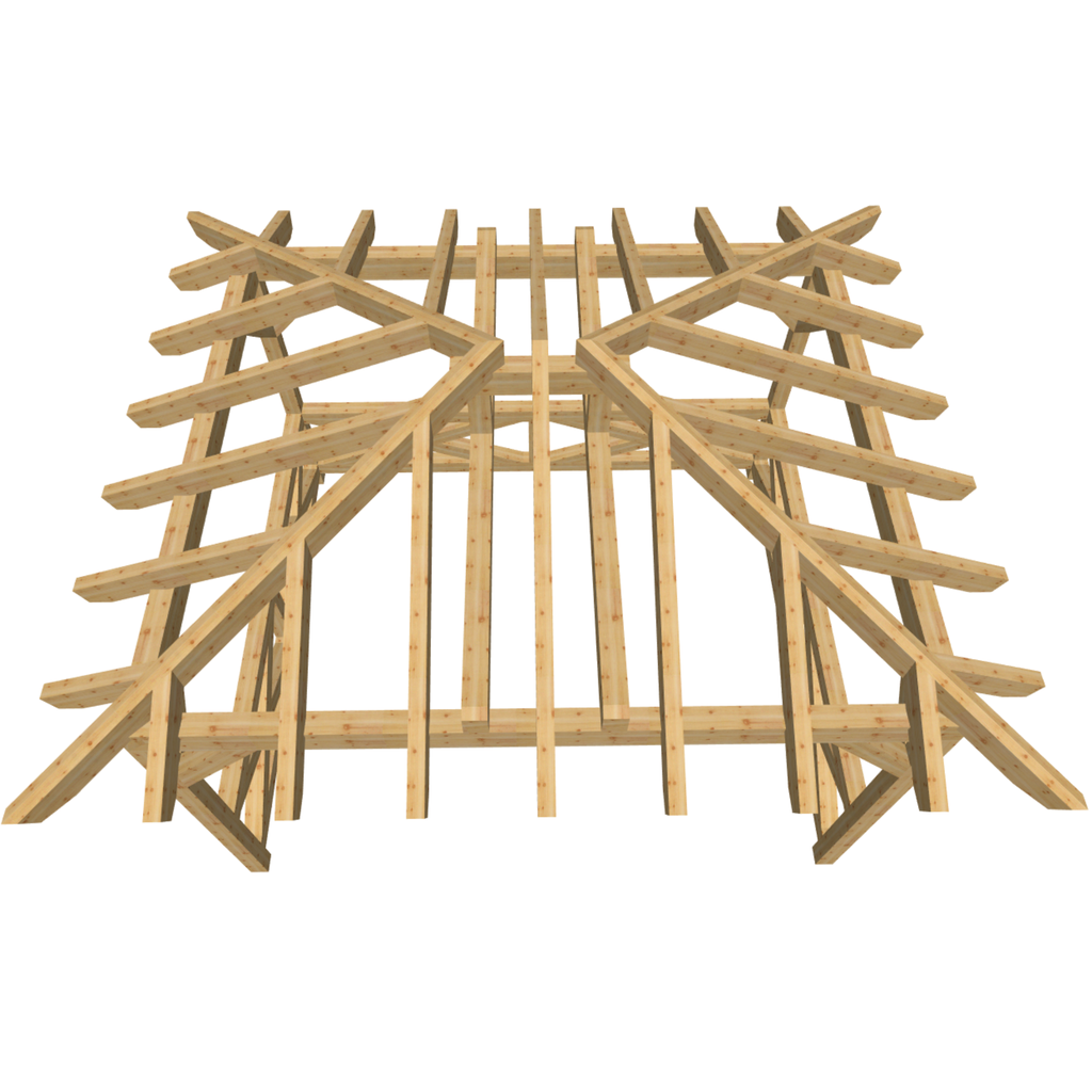 Bauplan Pavillon Walmdach 14 3D-Draufsicht