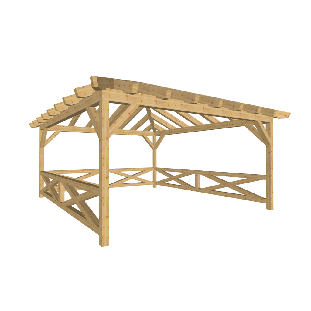 Bauplan Pavillon Walmdach 15 3D-Ansicht schräg von vorn