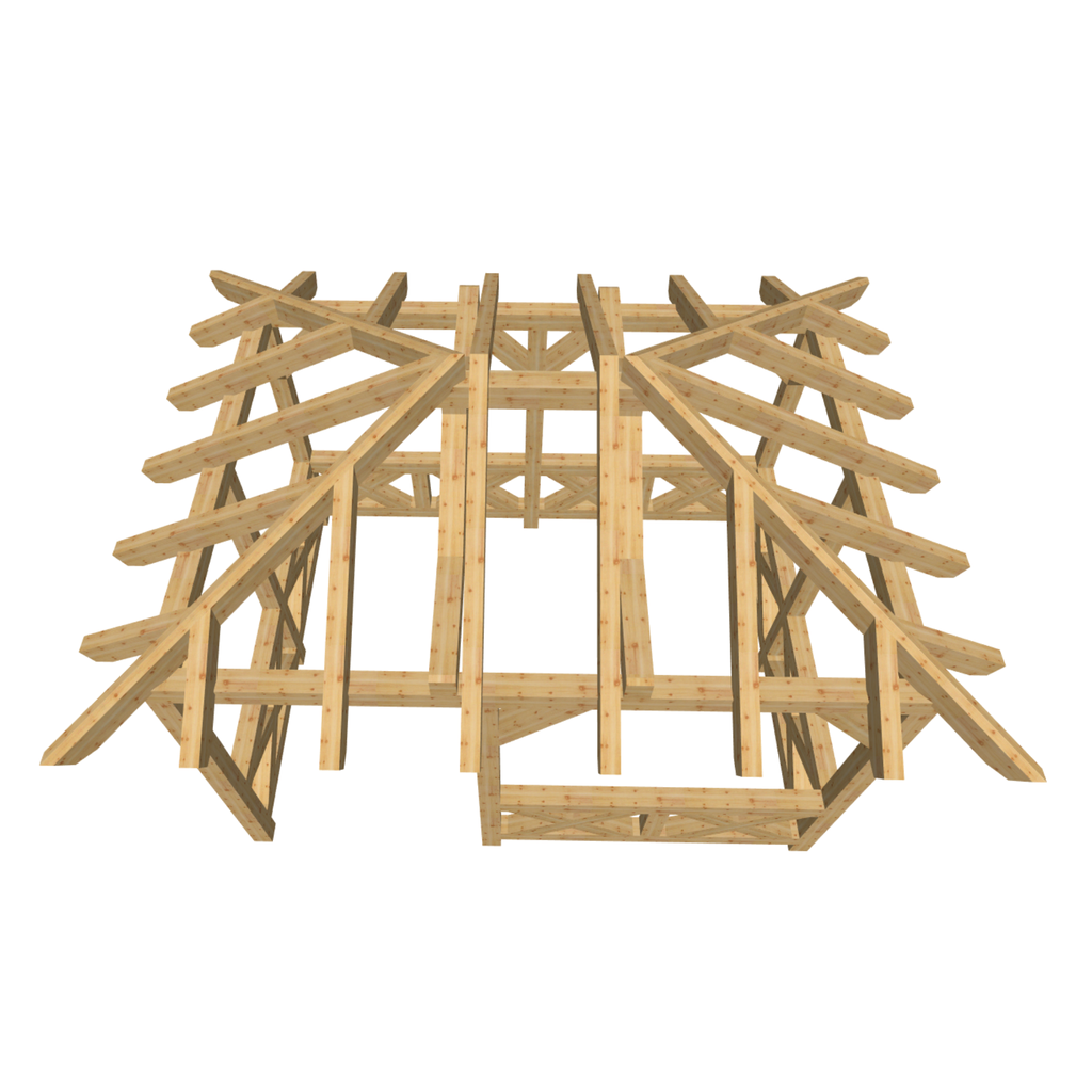 Bauplan Pavillon Walmdach 17 3D-Draufsicht