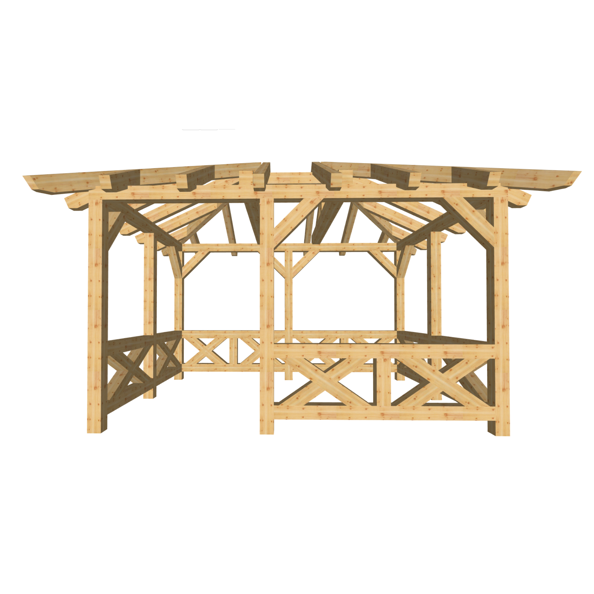 Bauplan Pavillon Walmdach 17 3D-Frontansicht