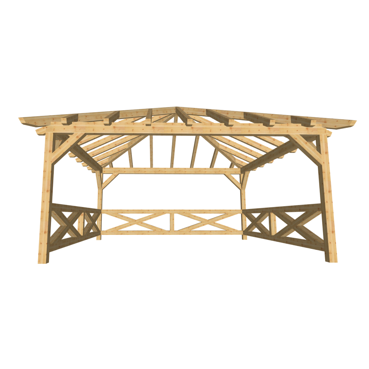 Bauplan Pavillon Walmdach 18 3D-Frontansicht