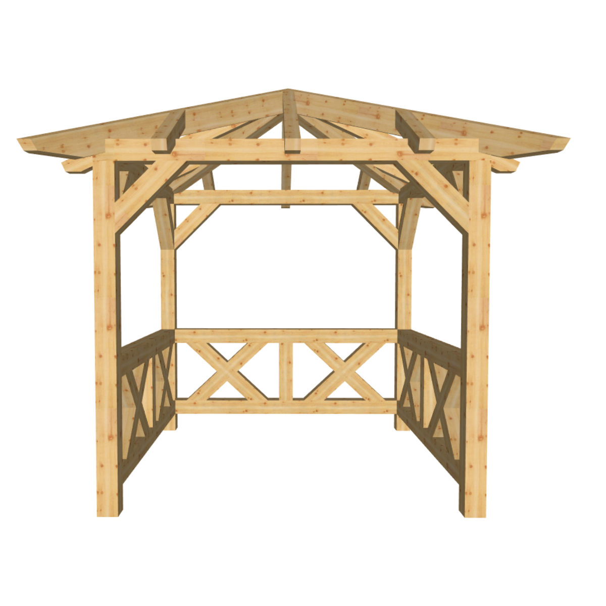 Bauplan Pavillon Walmdach 1 3D-Frontansicht