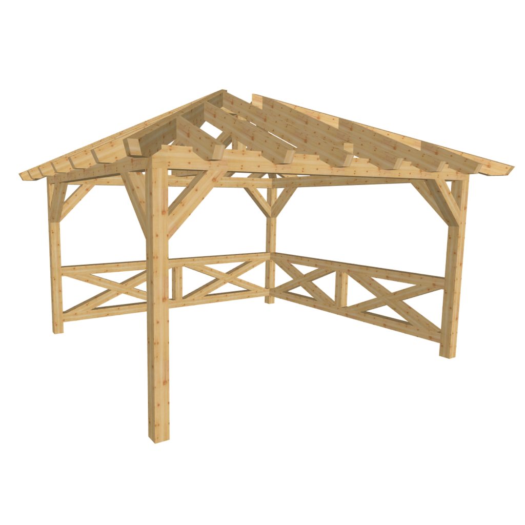 Bauplan Pavillon Walmdach 20 3D-Ansicht schräg von vorn