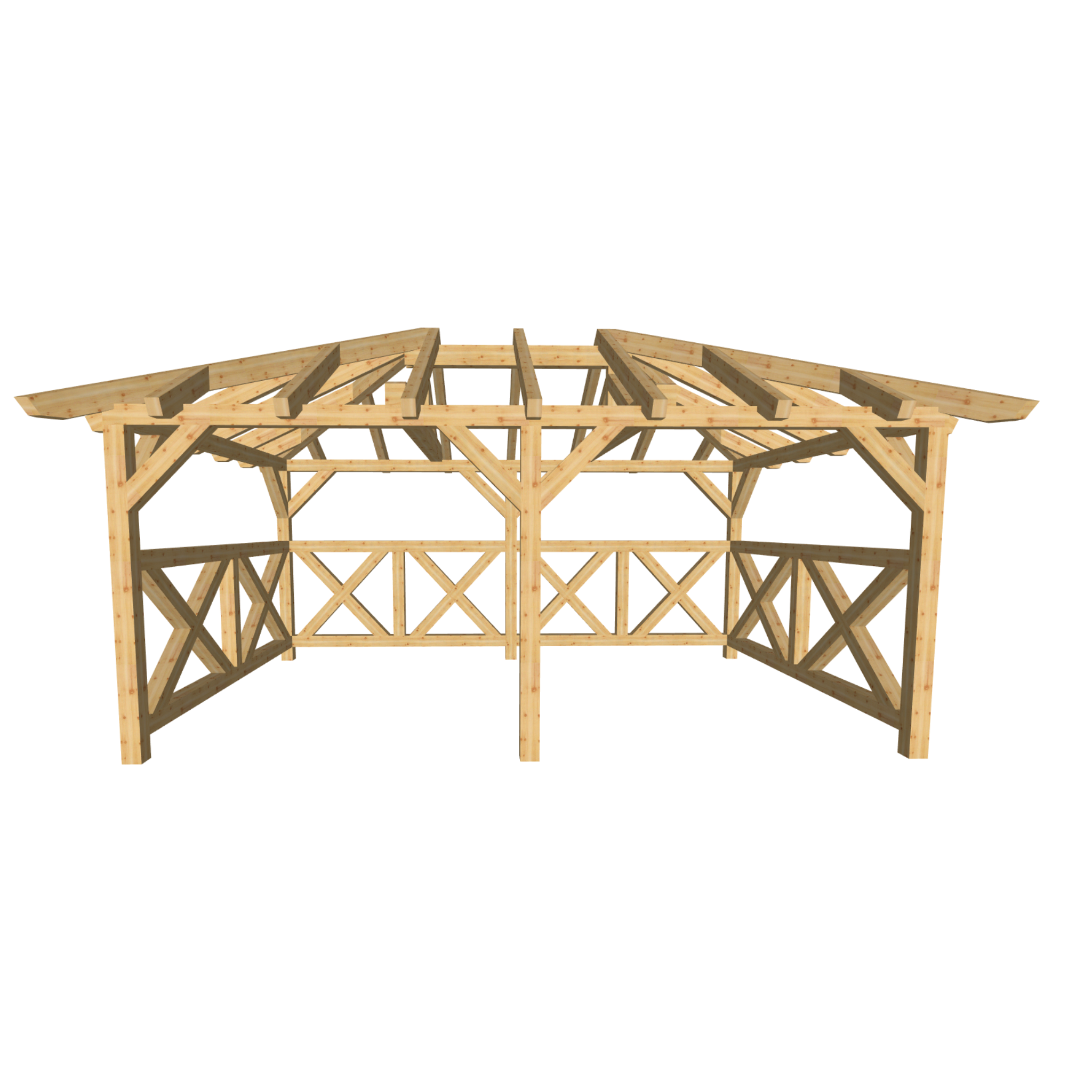 Bauplan Pavillon Walmdach 21 3D-Frontansicht