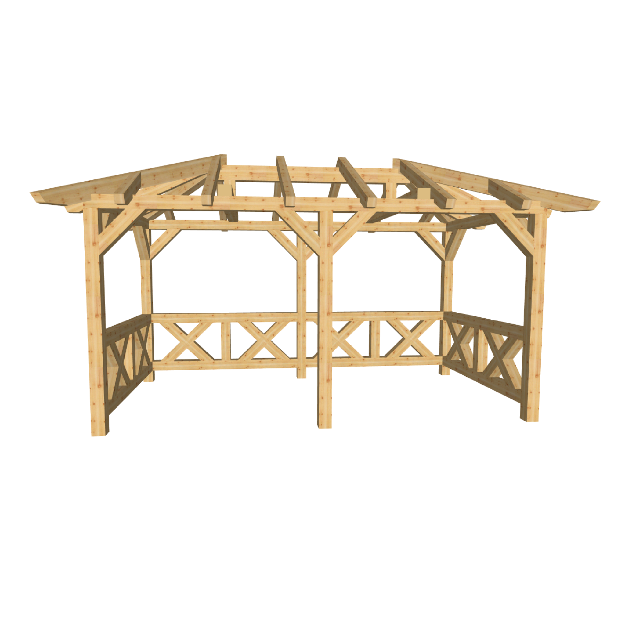Bauplan Pavillon Walmdach 2 3D-Frontansicht