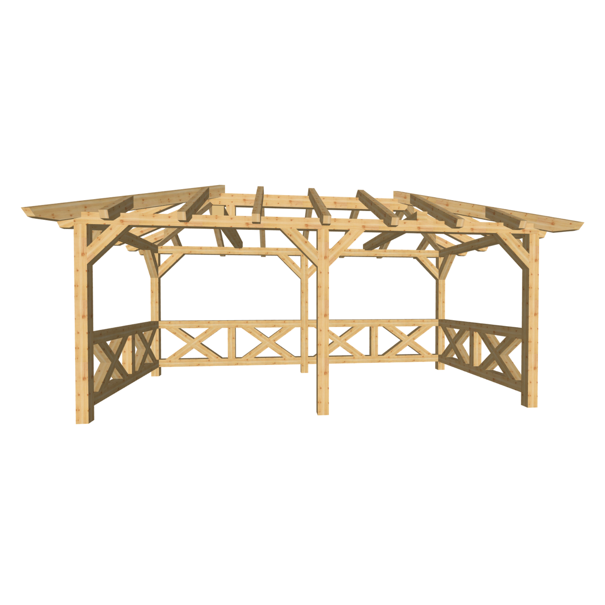 Bauplan Pavillon Walmdach 3 3D-Frontansicht