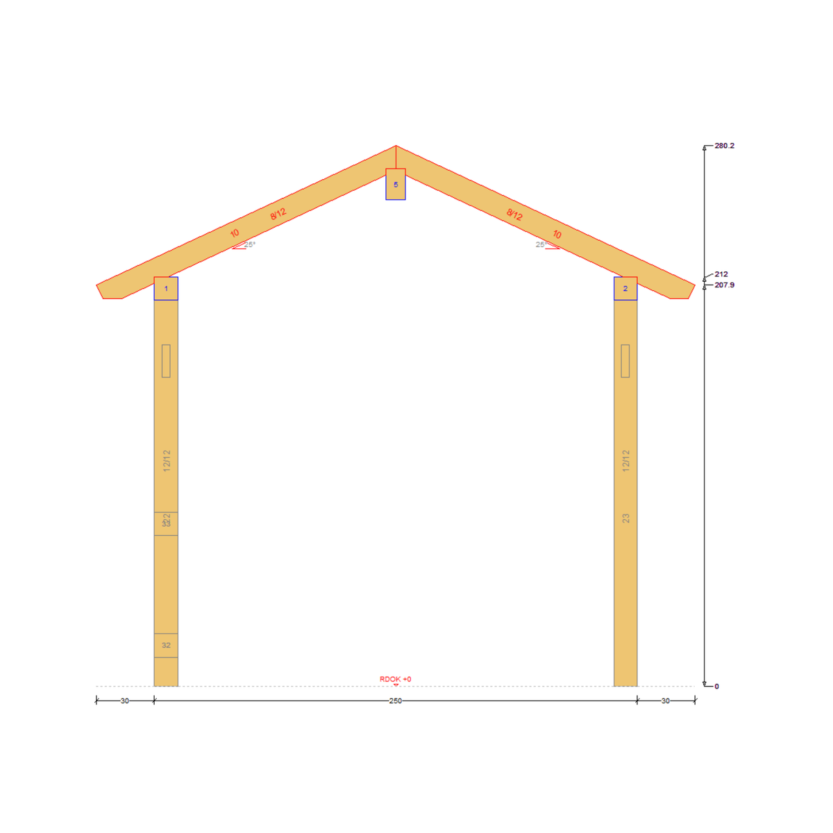 Bauplan Pavillon Walmdach 3 Querschnitt mit Bemaßung
