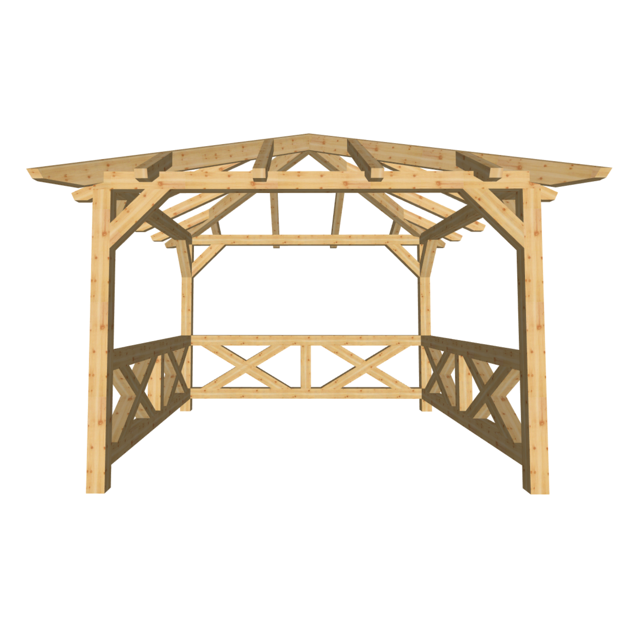 Bauplan Pavillon Walmdach 4 3D-Frontansicht