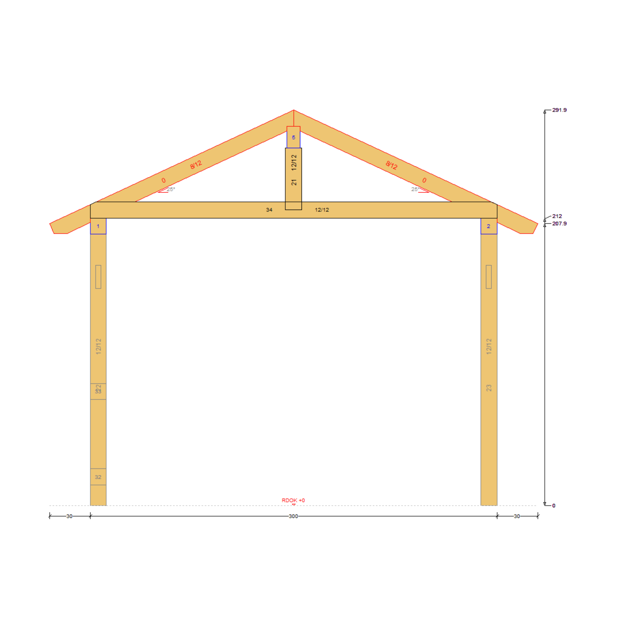 Bauplan Pavillon Walmdach 5 Querschnitt mit Bemaßung