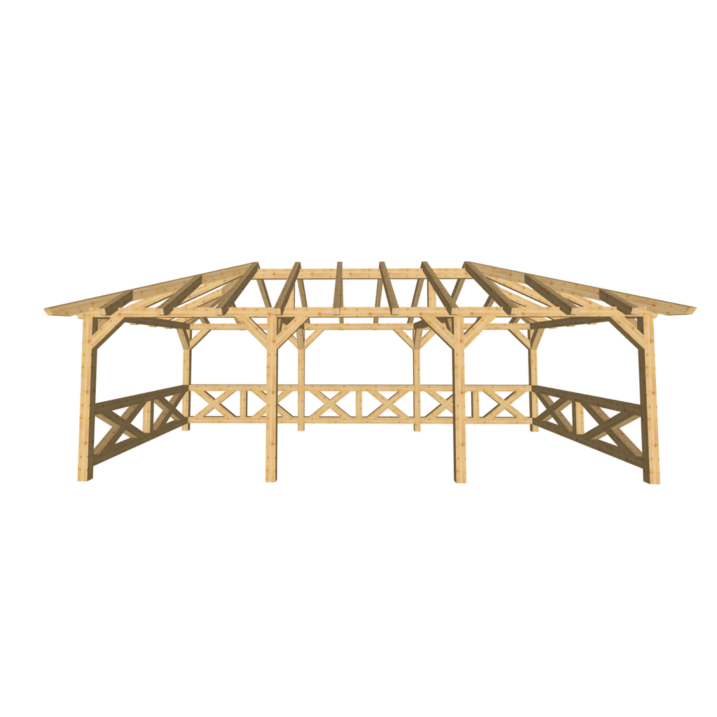 Bauplan Pavillon Walmdach 6 3D-Frontansicht