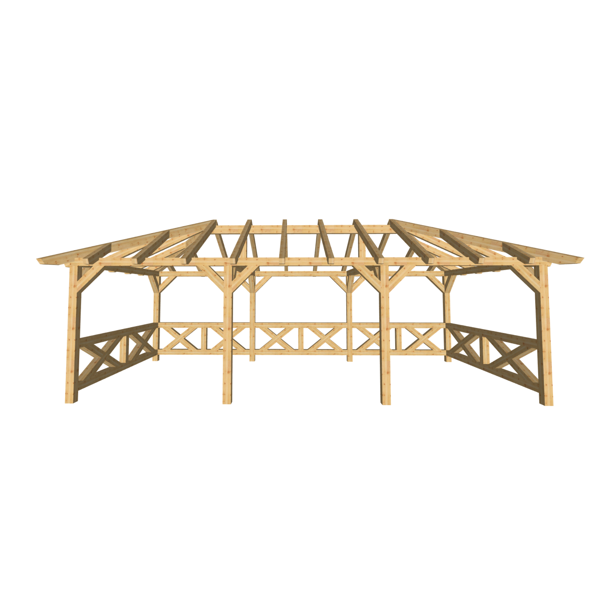 Bauplan Pavillon Walmdach 6 3D-Frontansicht