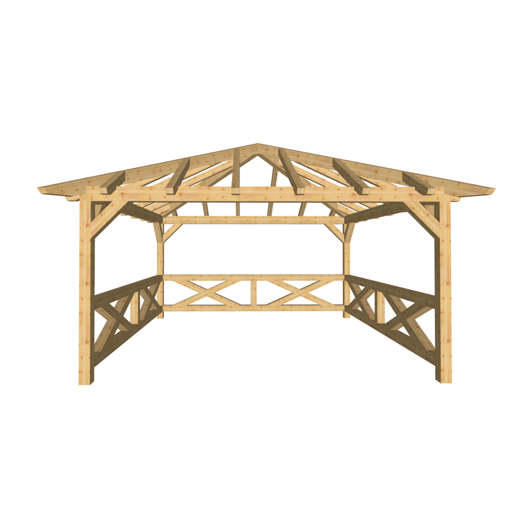 Bauplan Pavillon Walmdach 7 3D-Frontansicht