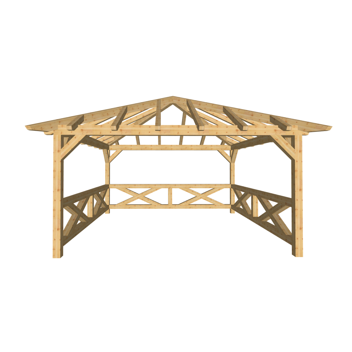 Bauplan Pavillon Walmdach 7 3D-Frontansicht