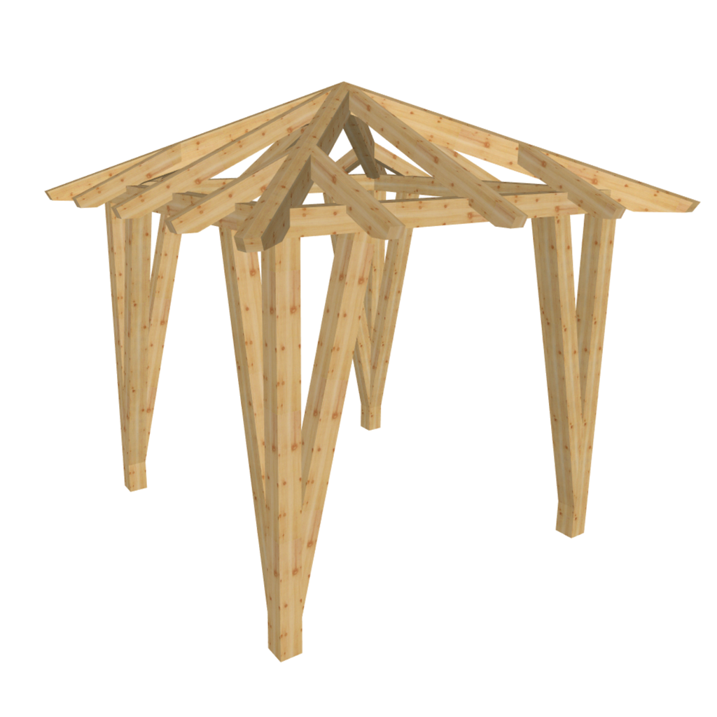 Bauplan Pavillon Walmdach 8 3D-Ansicht schräg von vorn