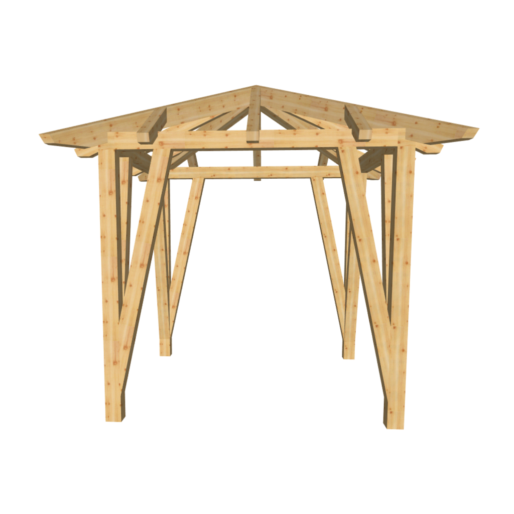 Bauplan Pavillon Walmdach 8 3D-Frontansicht
