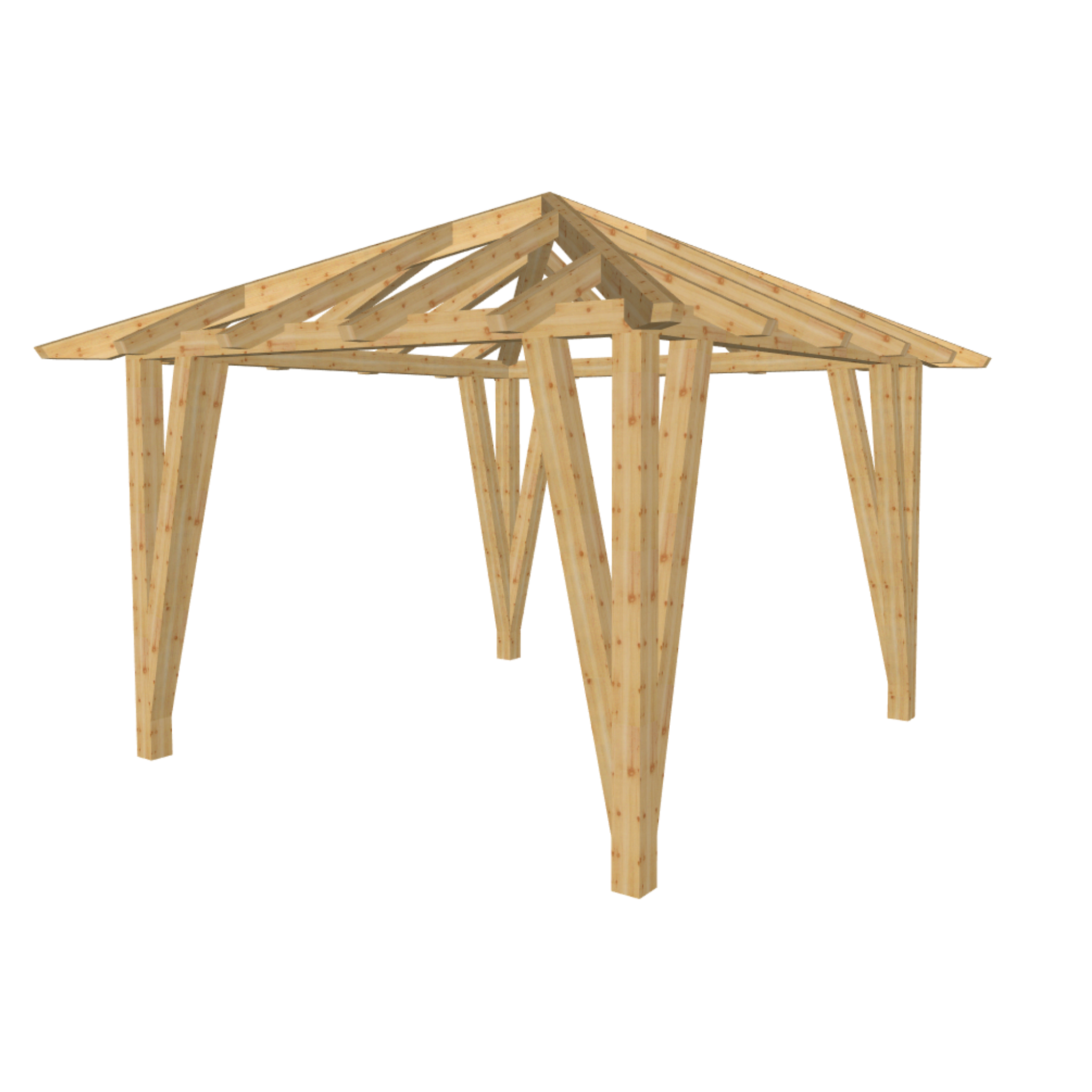 Bauplan Pavillon Walmdach 9 3D-Ansicht schräg von vorn