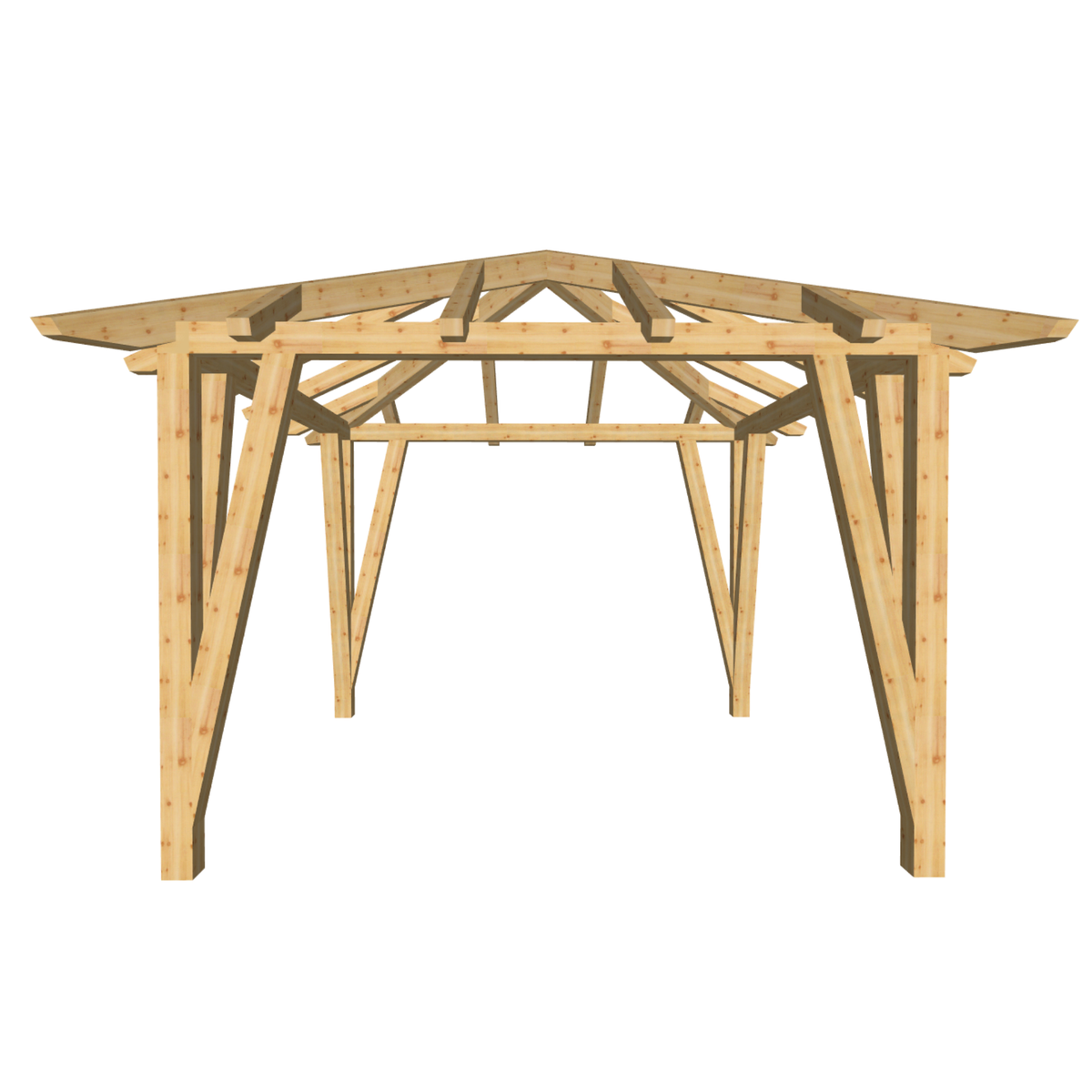 Bauplan Pavillon Walmdach 9 3D-Frontansicht