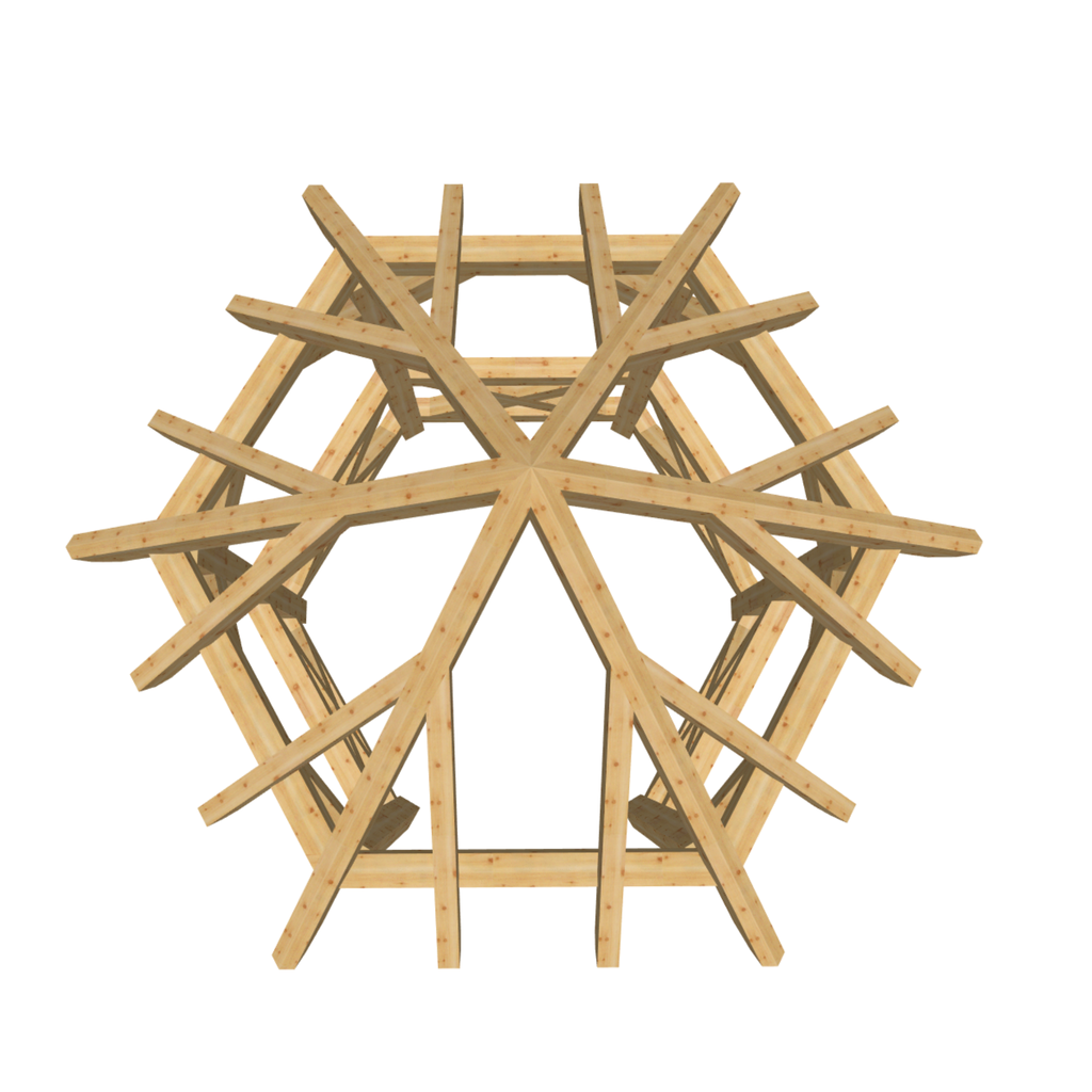 Bauplan Pavillon 6-Eck 1 3D-Draufsicht