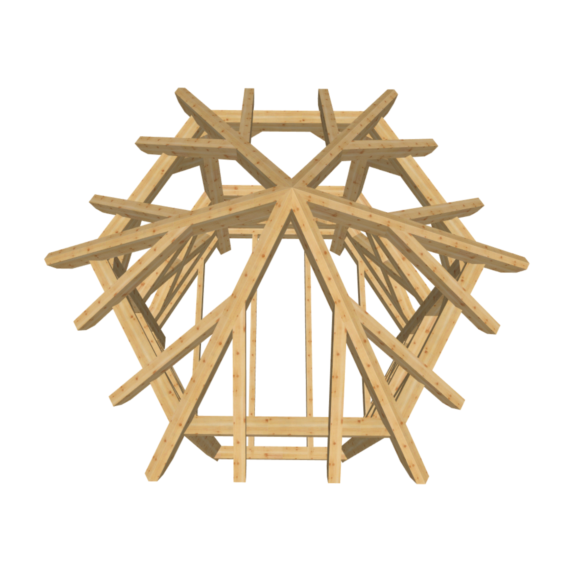Bauplan Pavillon 6-Eck 2 3D-Draufsicht