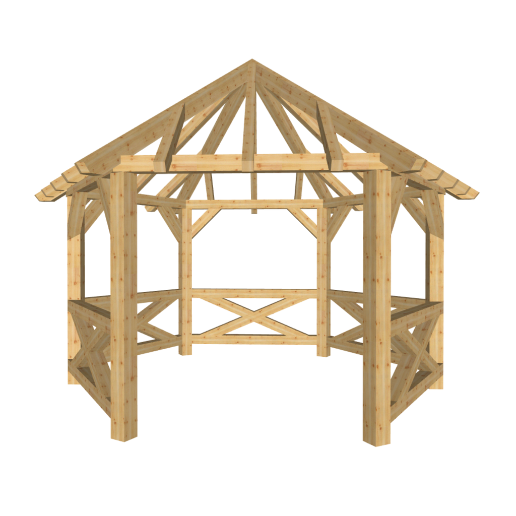 Bauplan Pavillon 6-Eck 3 3D-Frontansicht