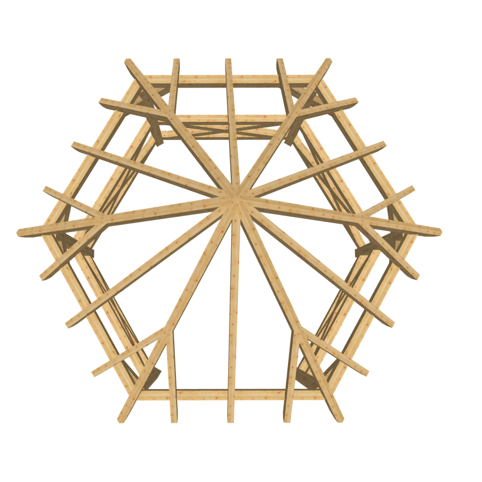 Bauplan Pavillon 6-Eck 4 3D-Draufsicht