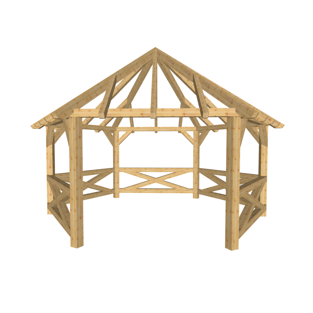 Bauplan Pavillon 6-Eck 4 3D-Frontansicht