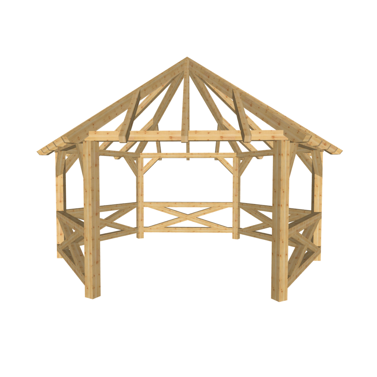 Bauplan Pavillon 6-Eck 4 3D-Frontansicht