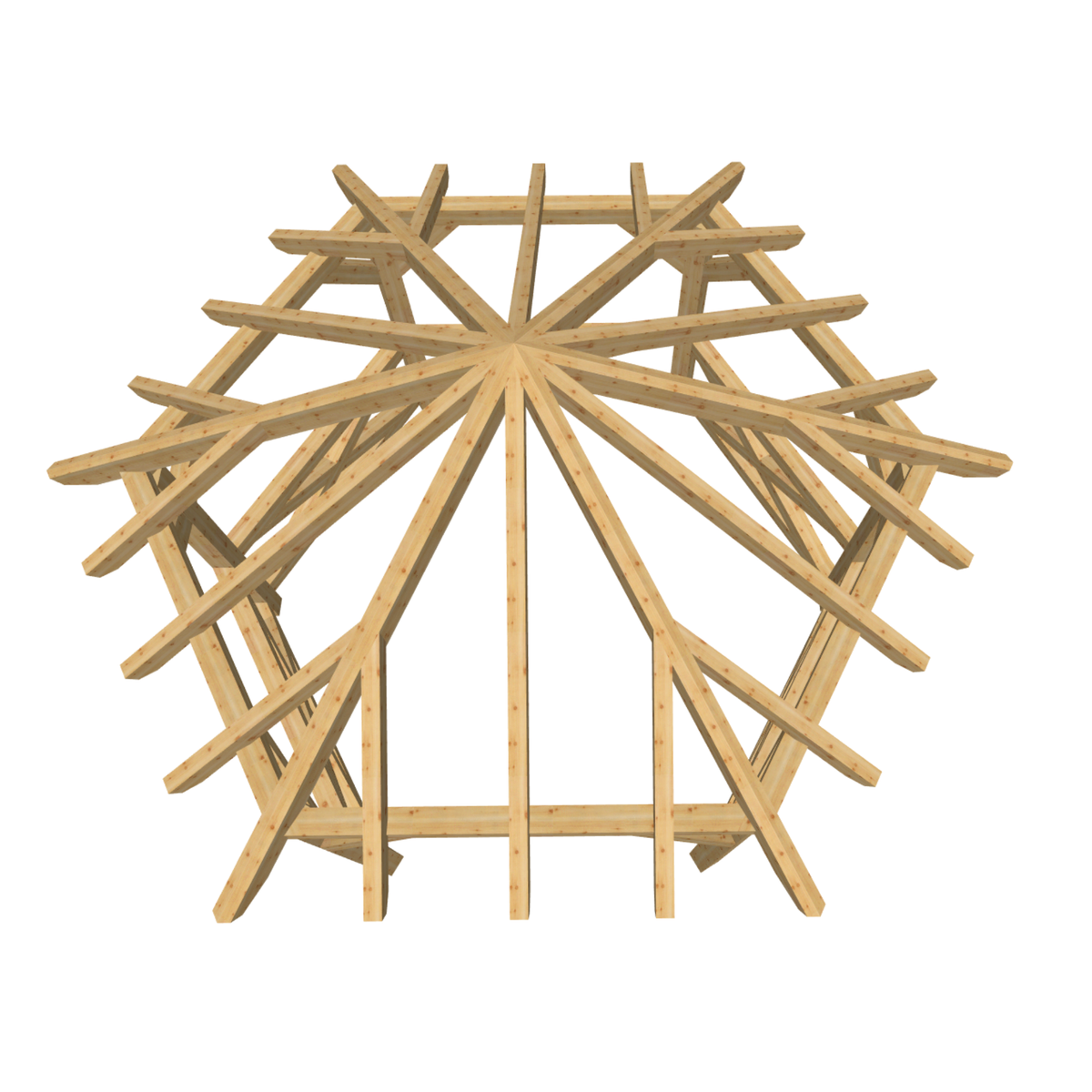 Bauplan Pavillon 6-Eck 5 3D-Draufsicht