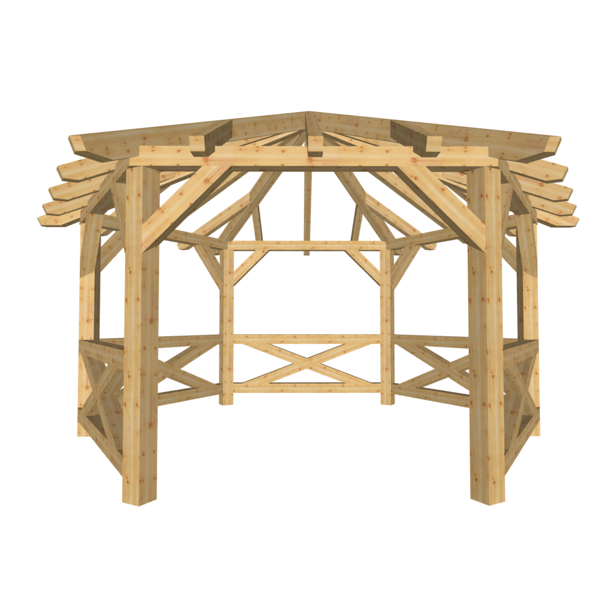 Bauplan Pavillon 6-Eck 5 3D-Frontansicht