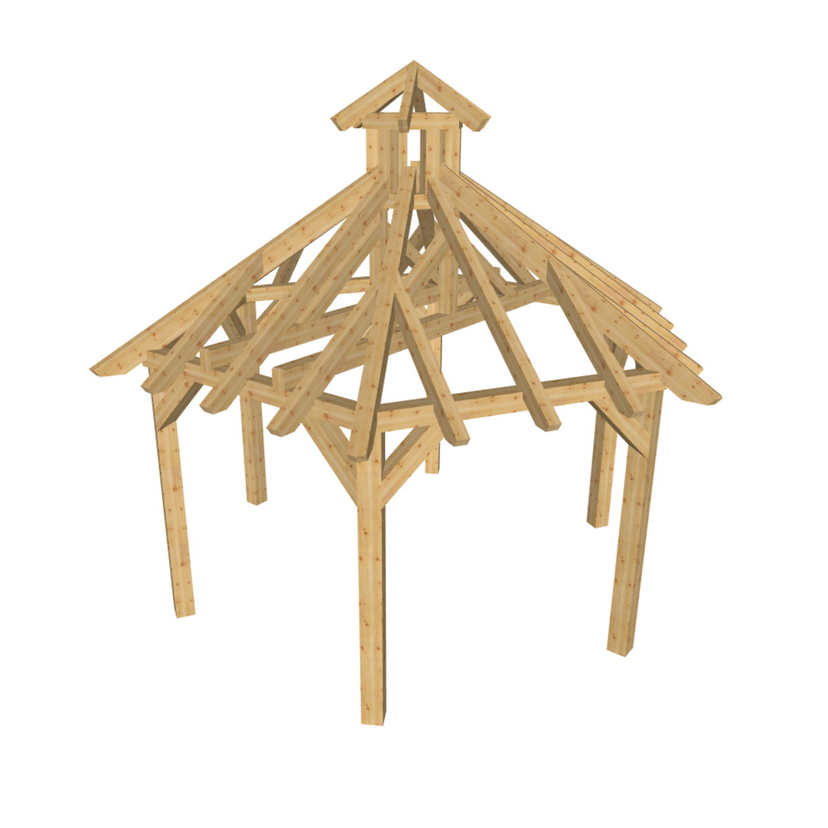 Bauplan Pavillon 6-Eck 6 3D-Ansicht schräg von vorn