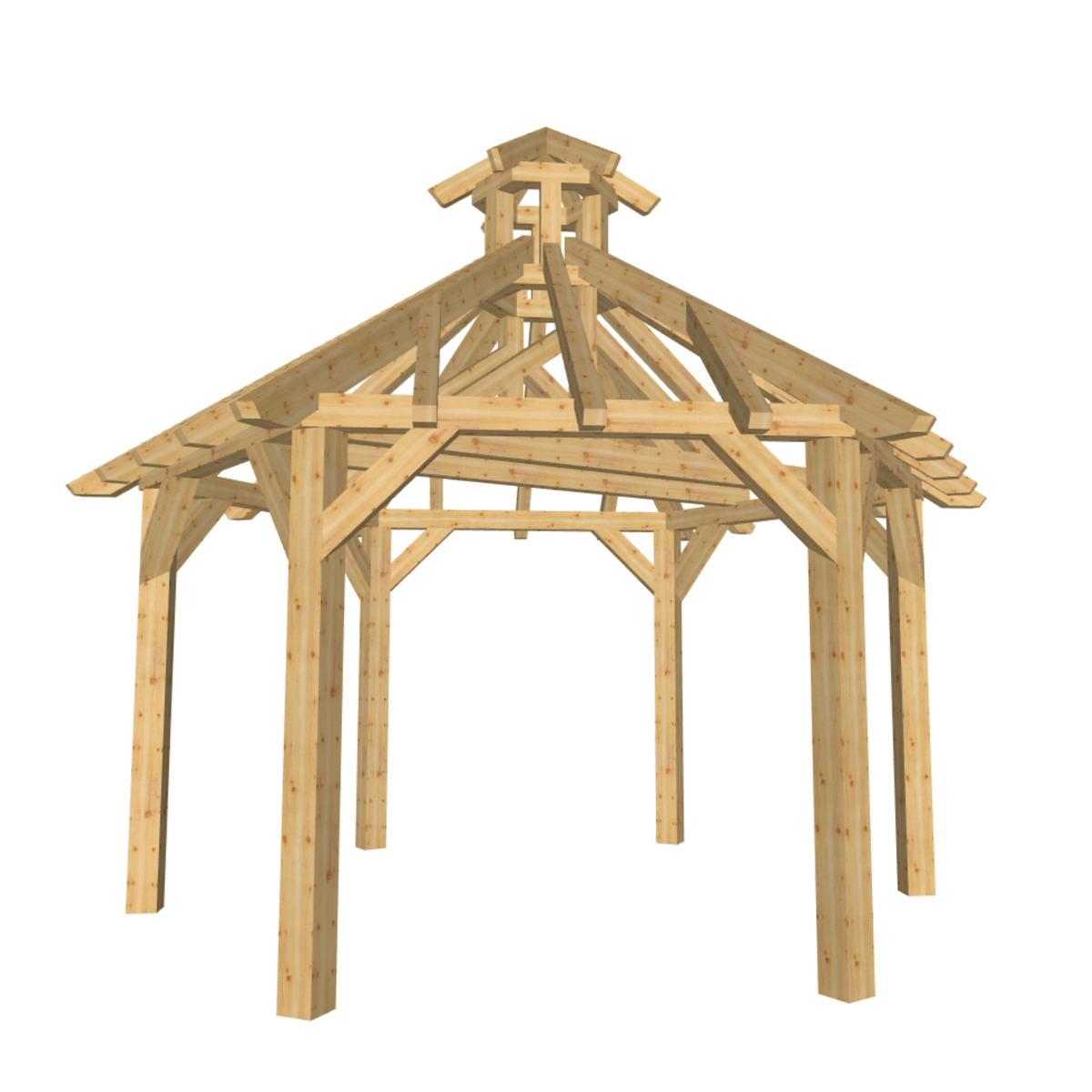 Bauplan Pavillon 6-Eck 6 3D-Frontansicht