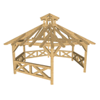 Bauplan Pavillon 6-Eck 7 3D-Ansicht schräg von vorn