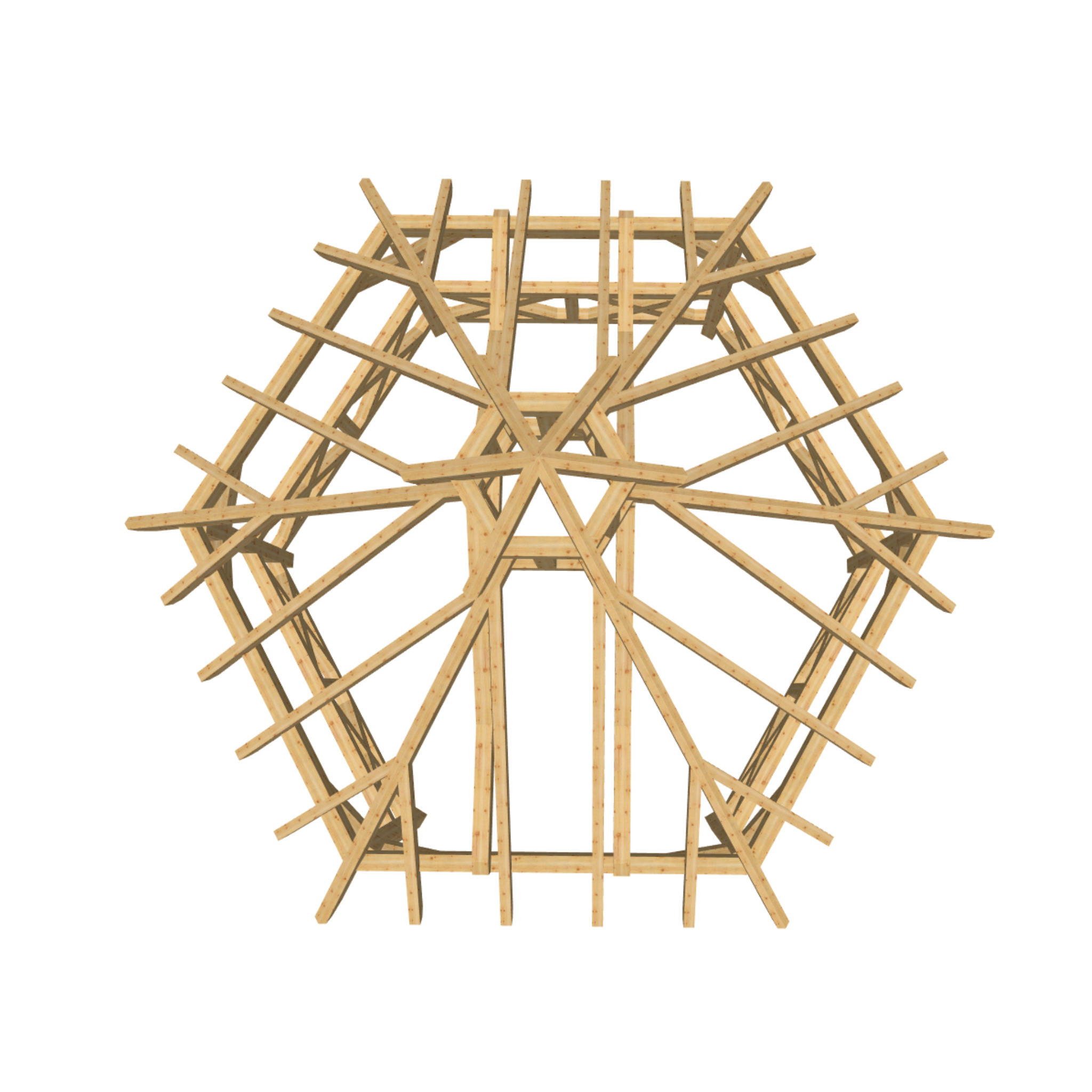 Bauplan Pavillon 6-Eck 7 3D-Draufsicht