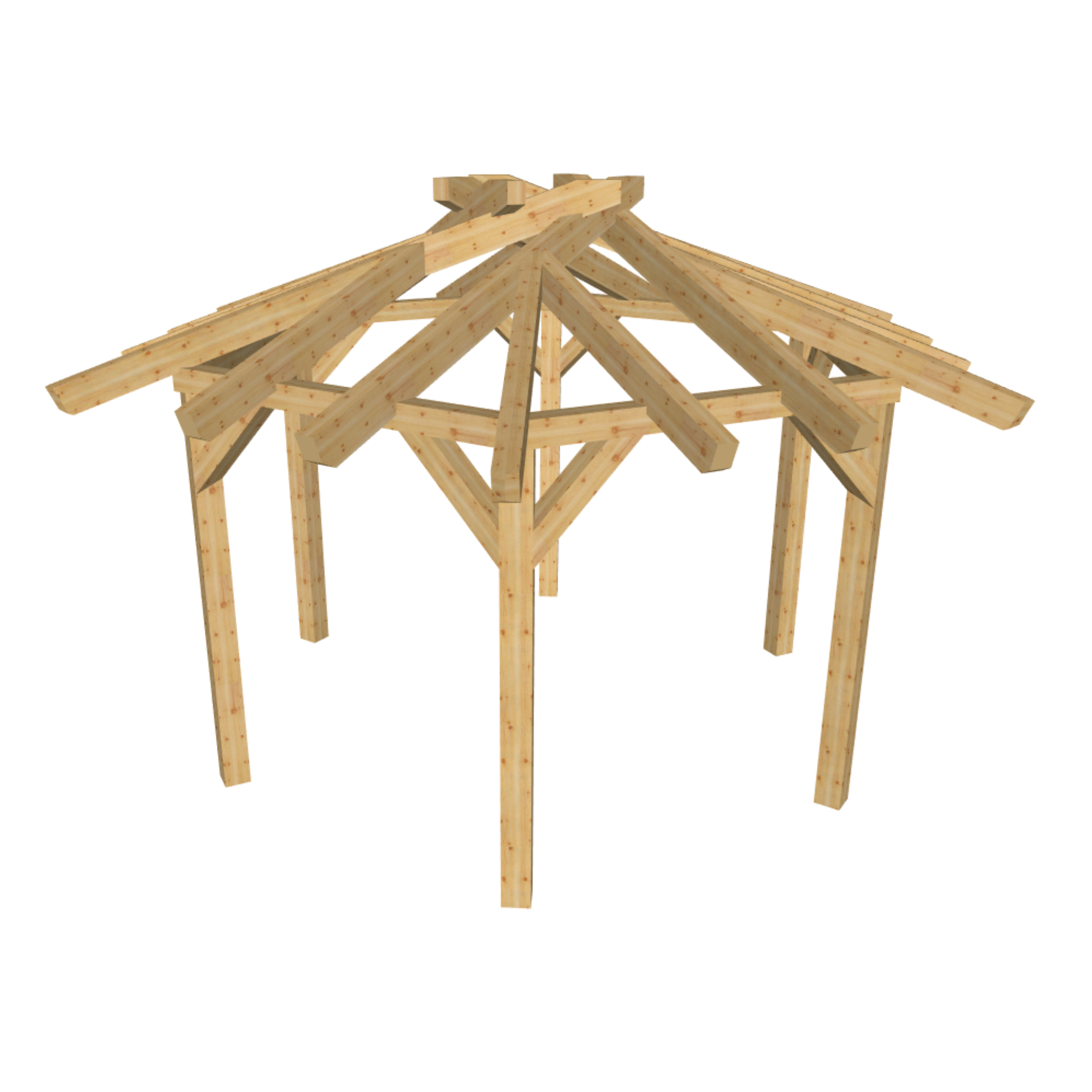 Bauplan Pavillon 6-Eck 8 3D-Ansicht schräg von vorn