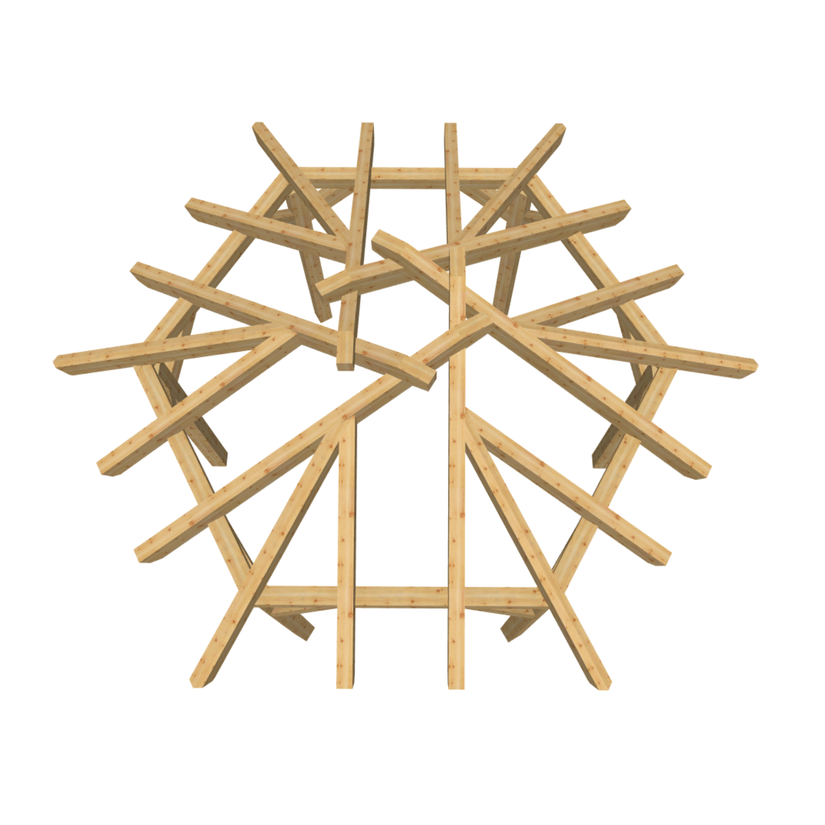 Bauplan Pavillon 6-Eck 8 3D-Draufsicht