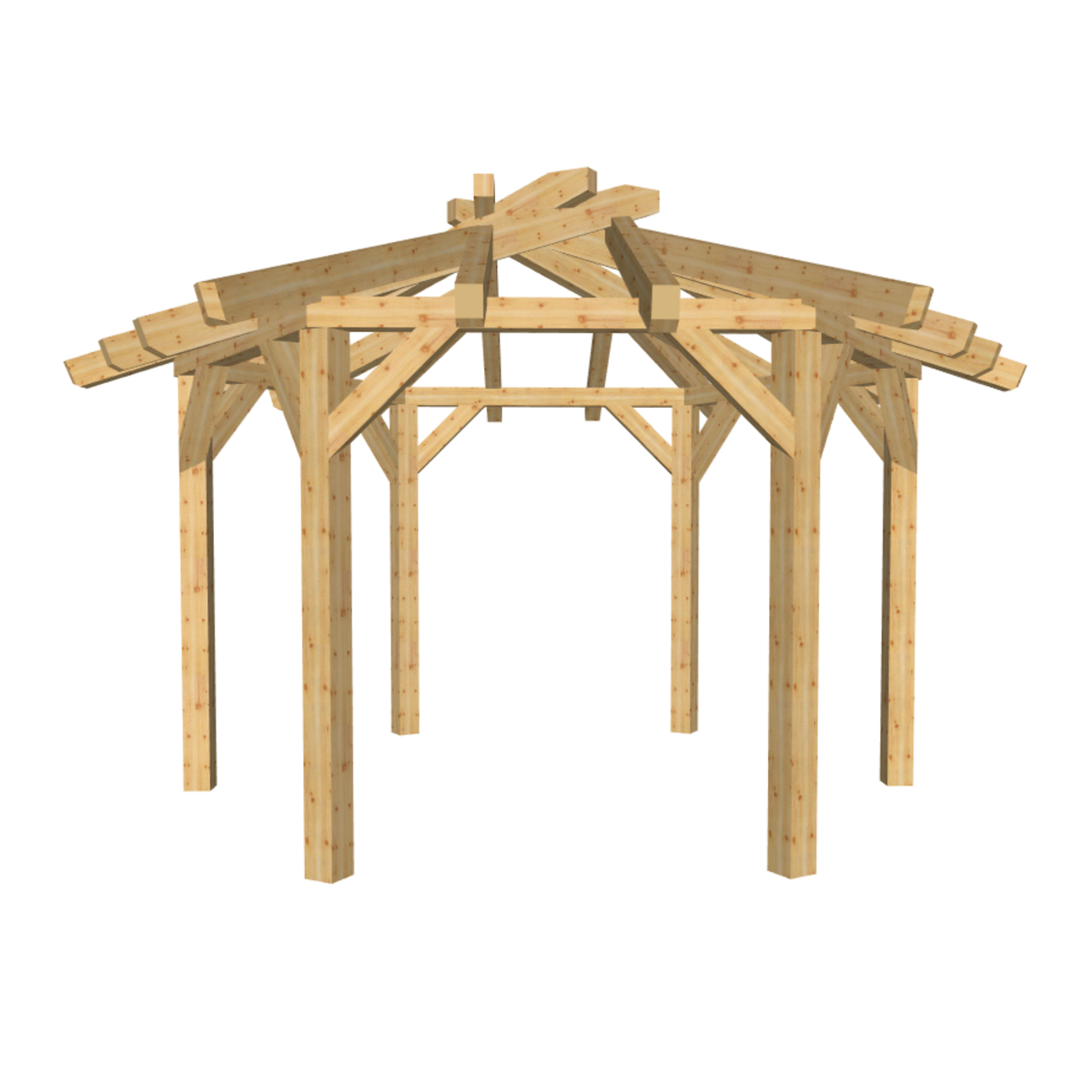 Bauplan Pavillon 6-Eck 8 3D-Frontansicht