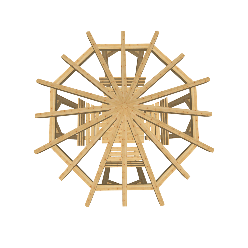 Bauplan Pavillon 8-Eck 1 3D-Draufsicht