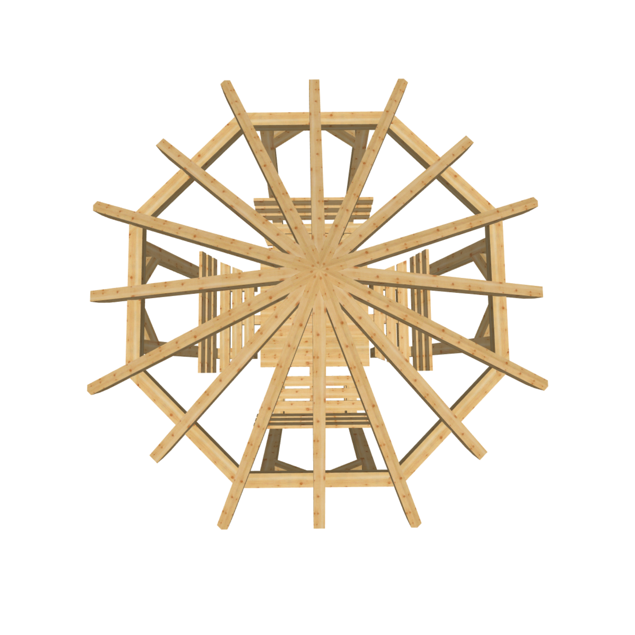 Bauplan Pavillon 8-Eck 1 3D-Draufsicht