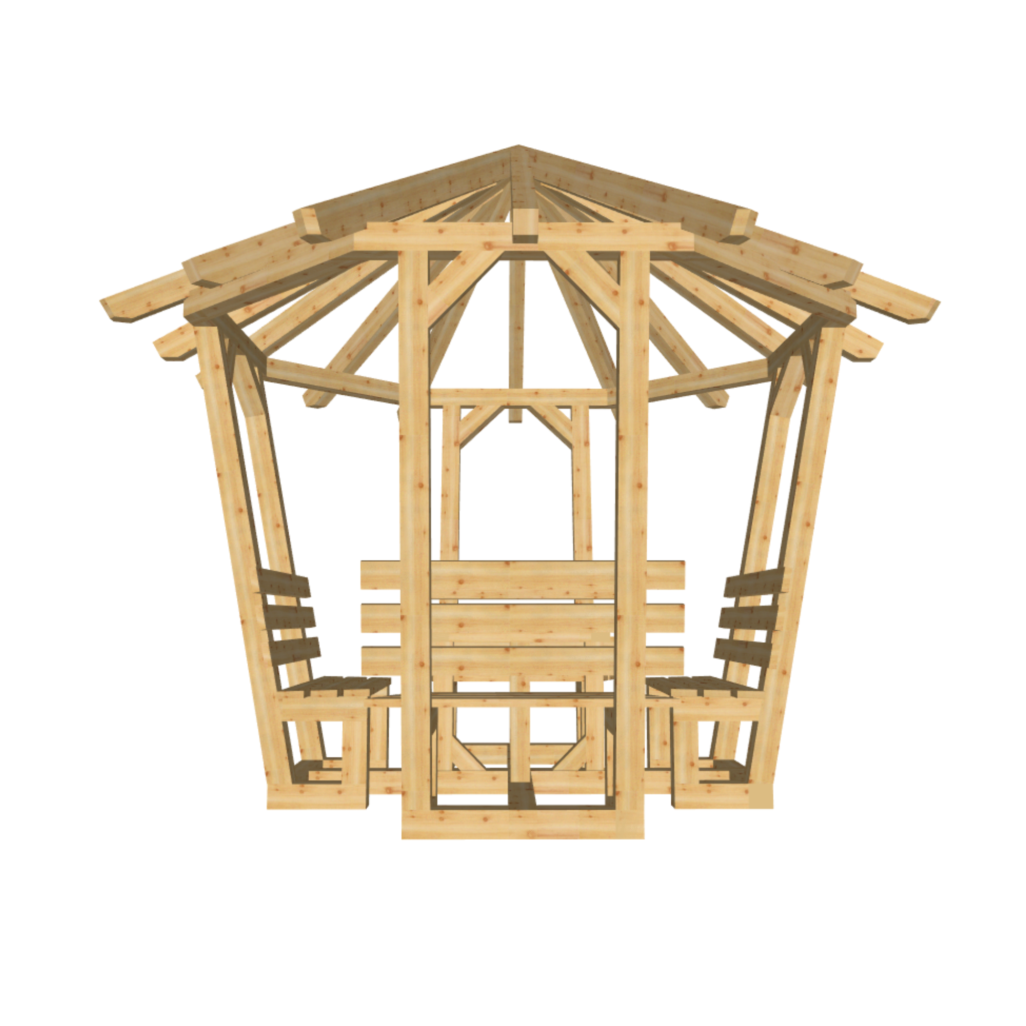 Bauplan Pavillon 8-Eck 1 3D-Frontansicht