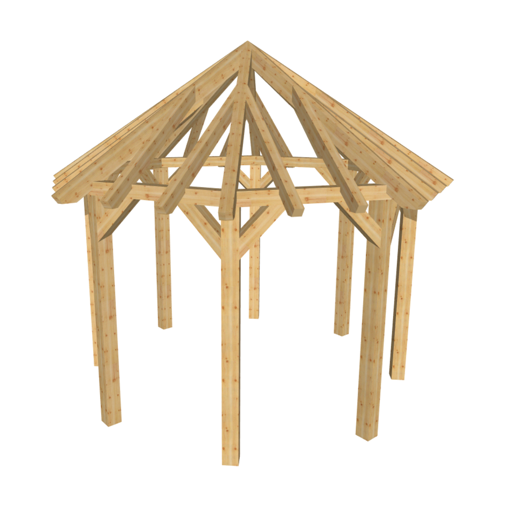 Bauplan Pavillon 8-Eck 2 3D-Ansicht schräg von vorn