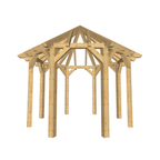 Bauplan Pavillon 8-Eck 2 3D-Frontansicht