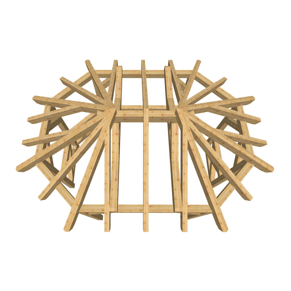 Bauplan Pavillon 8-Eck 3 3D-Draufsicht
