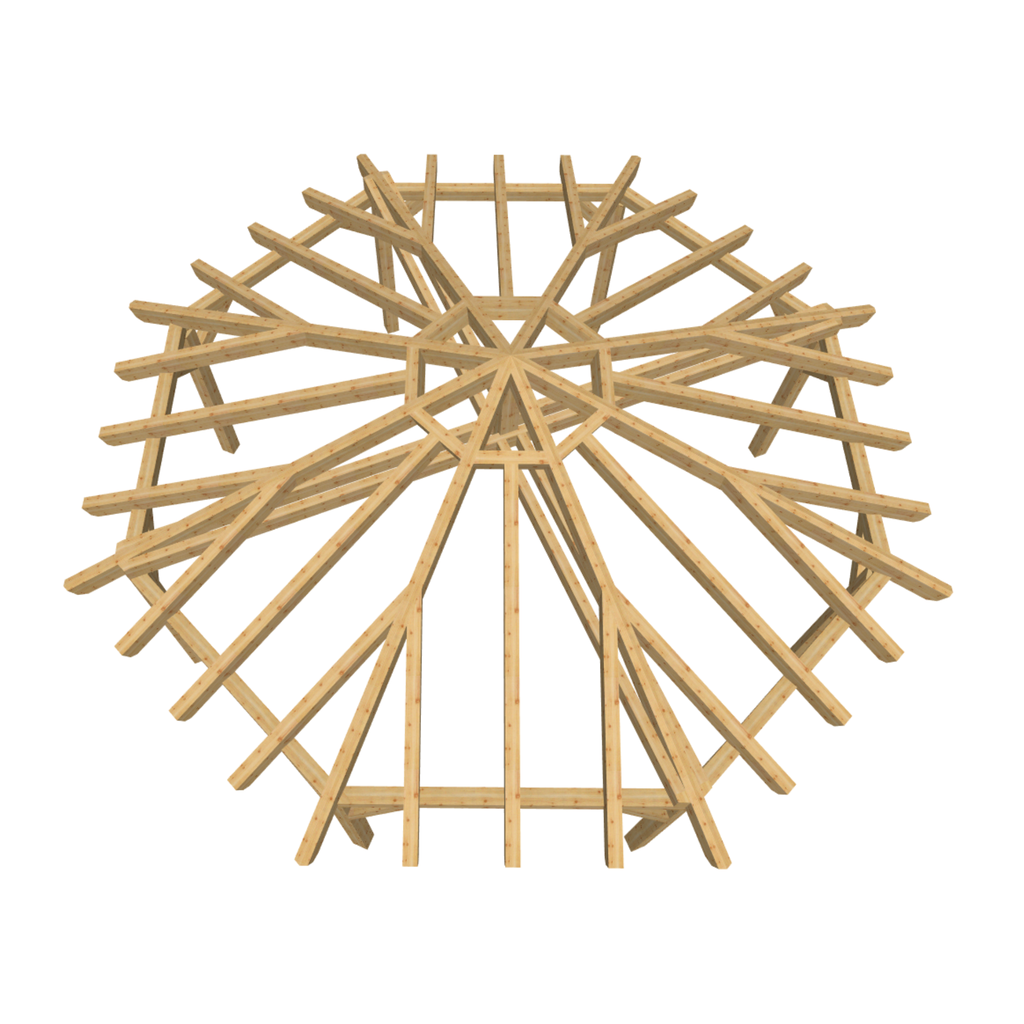 Bauplan Pavillon 8-Eck 4 3D-Draufsicht