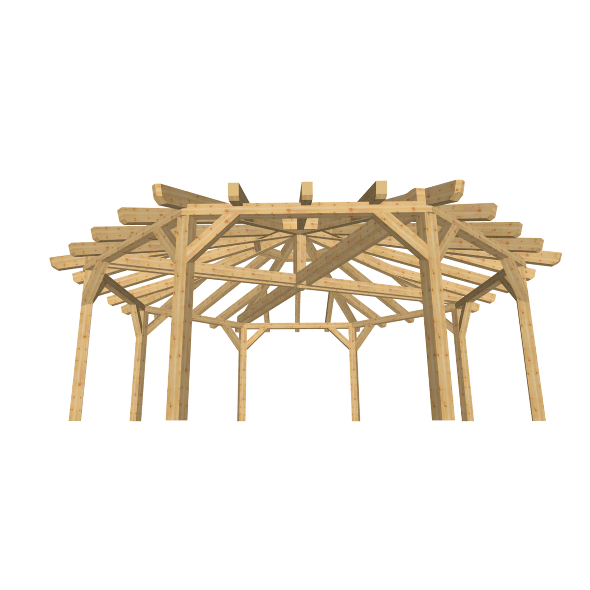 Bauplan Pavillon 8-Eck 4 3D-Frontansicht