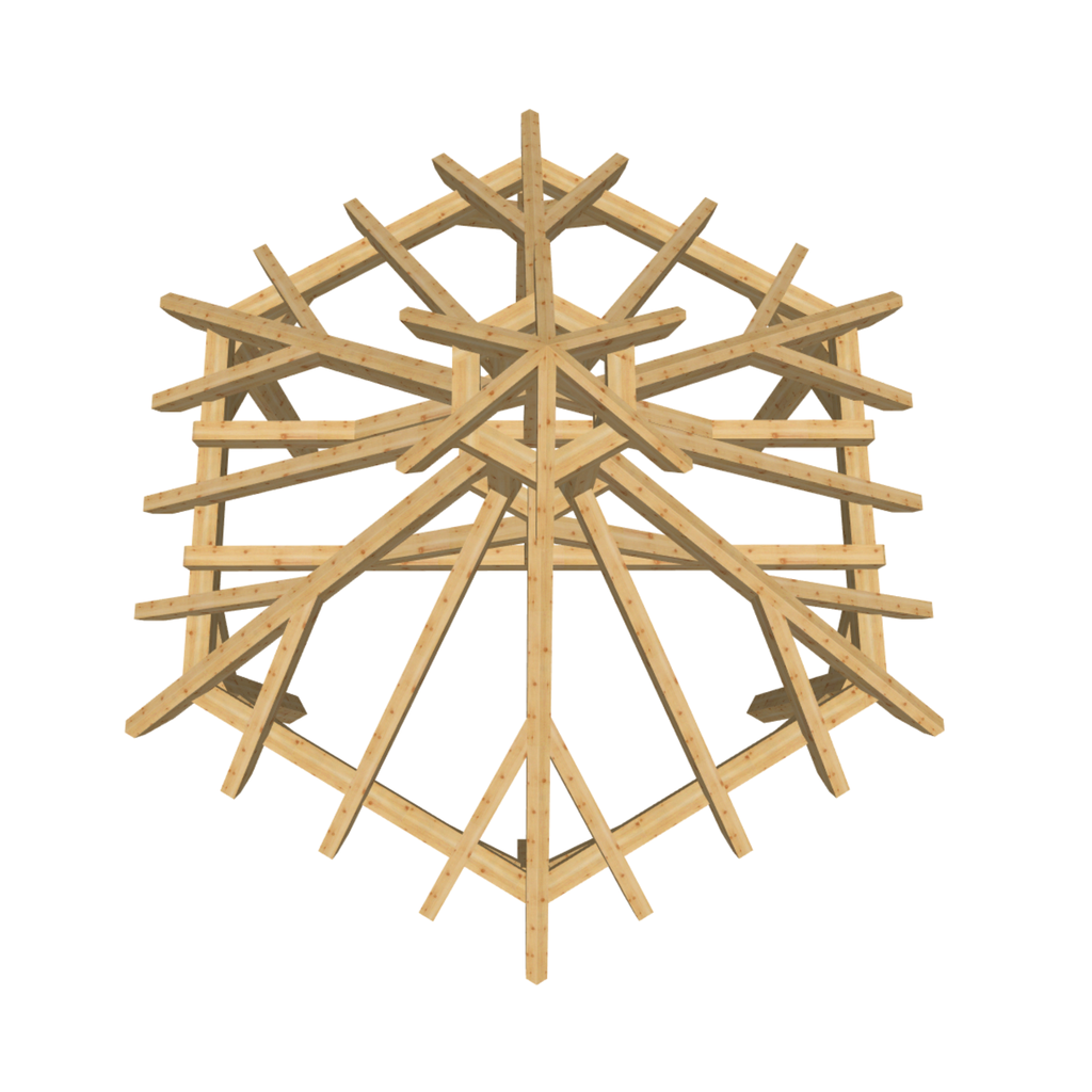 Bauplan Pavillon 6-Eck 6 3D-Draufsicht