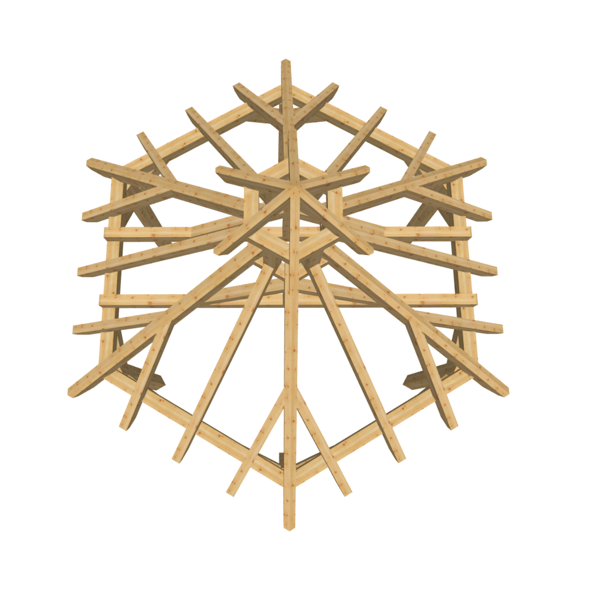 Bauplan Pavillon 6-Eck 6 3D-Draufsicht