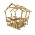 Bauplan Spielhaus 4 3D-Ansicht schräg von vorn