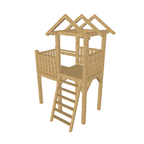 Bauplan Spielturm 1 3D-Ansicht schräg von vorn