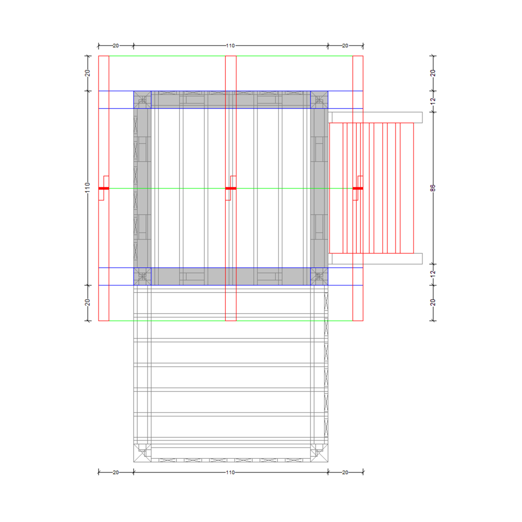 Bauplan Spielturm 1 Draufsicht mit Bemaßung